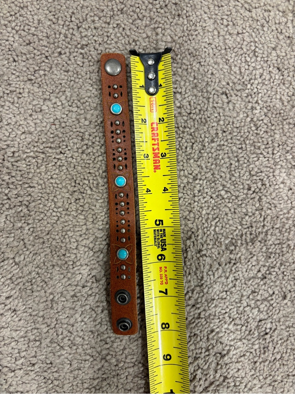 Pioneer Woman Brown Leather Bracelet with Turquoise Studs - Picture 5 of 5